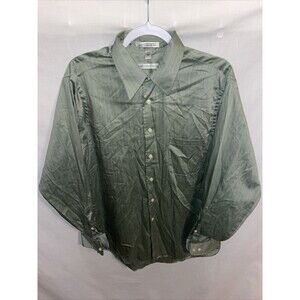 Geoffrey Beene Dress Shirt Men’s Size Large Green Shimmer Button Up Long Sleeve